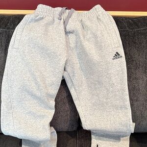Adidas Men's Light Gray Sweatpants with zipper bottom